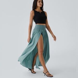 Halara Stone Blue High Waisted High-Low Ruffle 2-in-1 Flowy Maxi Dress Size S